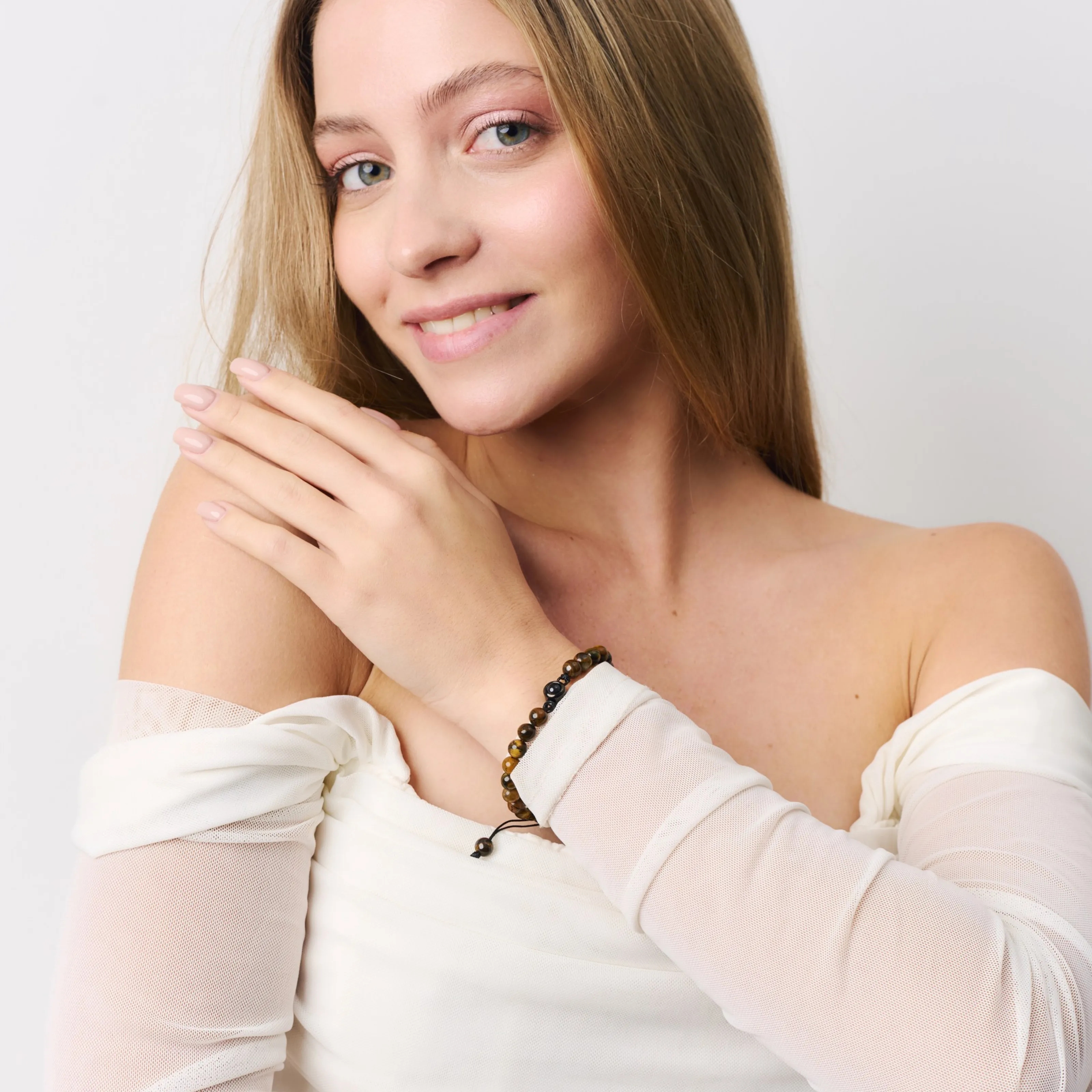 Астробраслет тигровый глаз амазонит для Стрельца духовный поиск