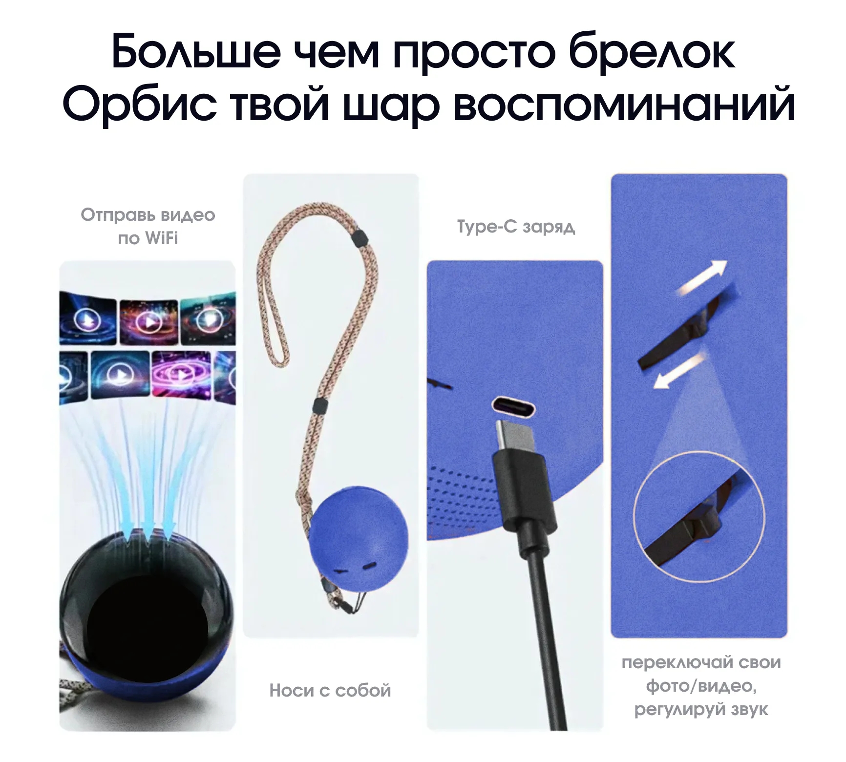 Белый шарик с видео — брелок «Незабудки» для важных моментов