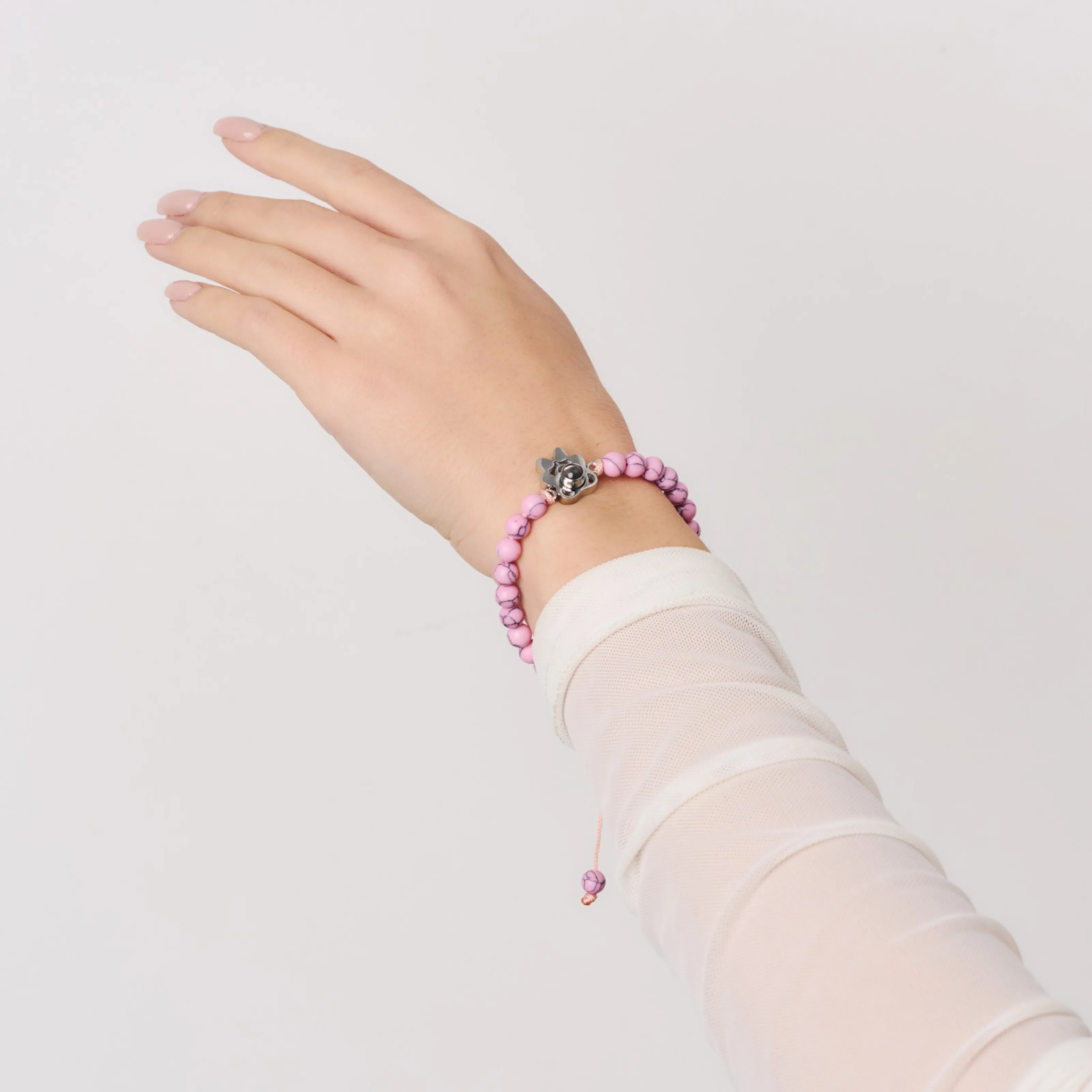 Браслет розовый кахолонг натуральный камень талисман