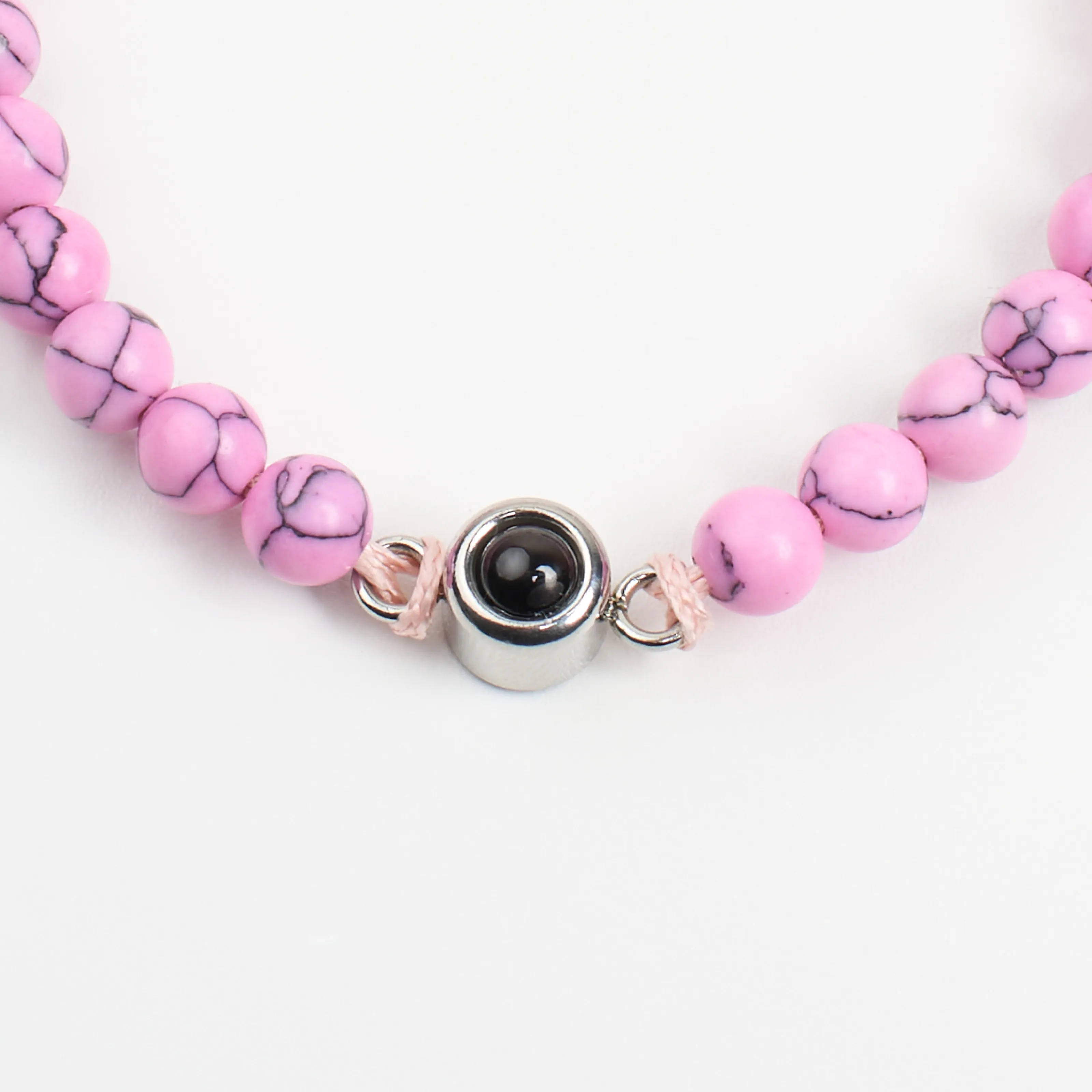 Розовый браслет с кулоном сердце