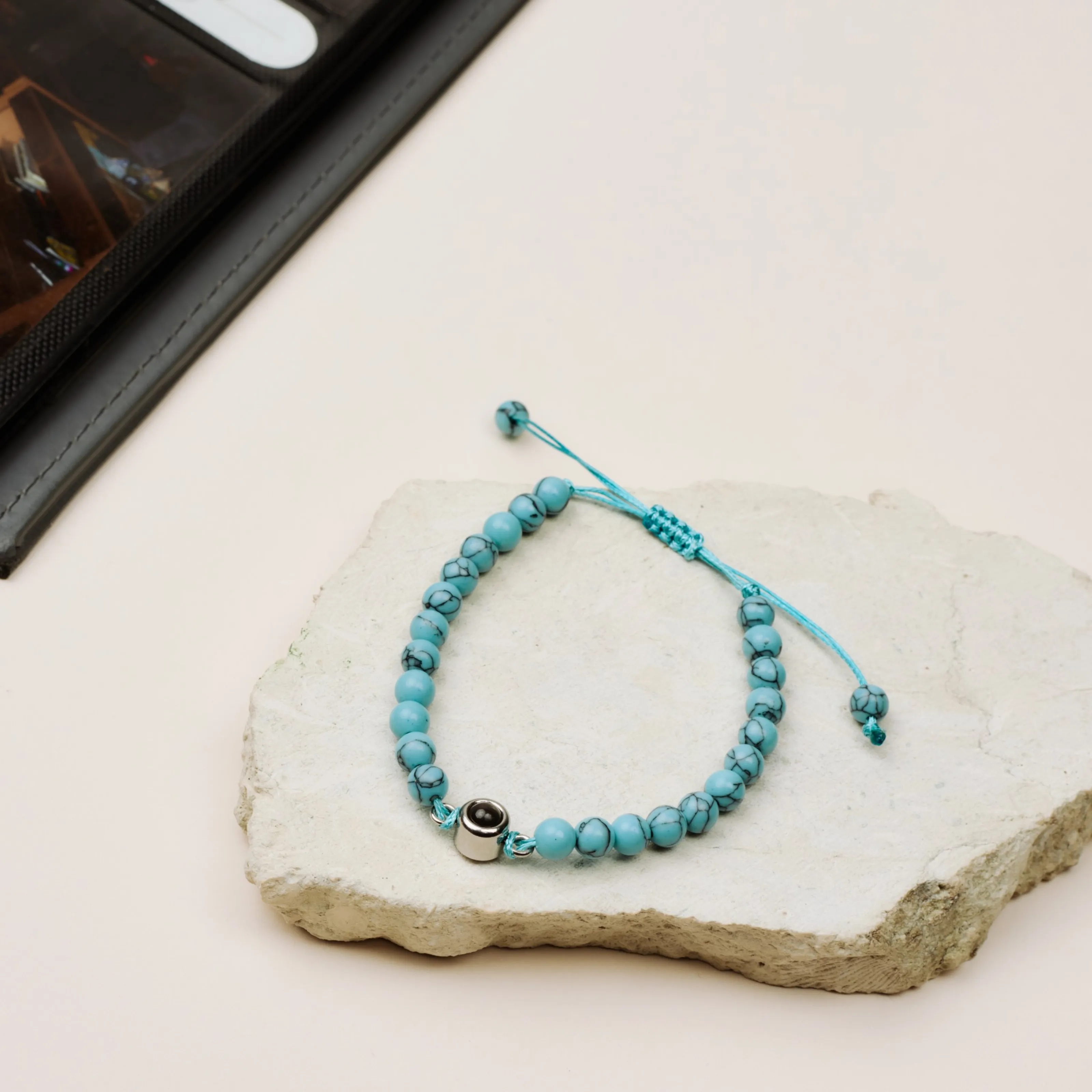 Эзотерический браслет бирюзовый кахолонг с личным фото