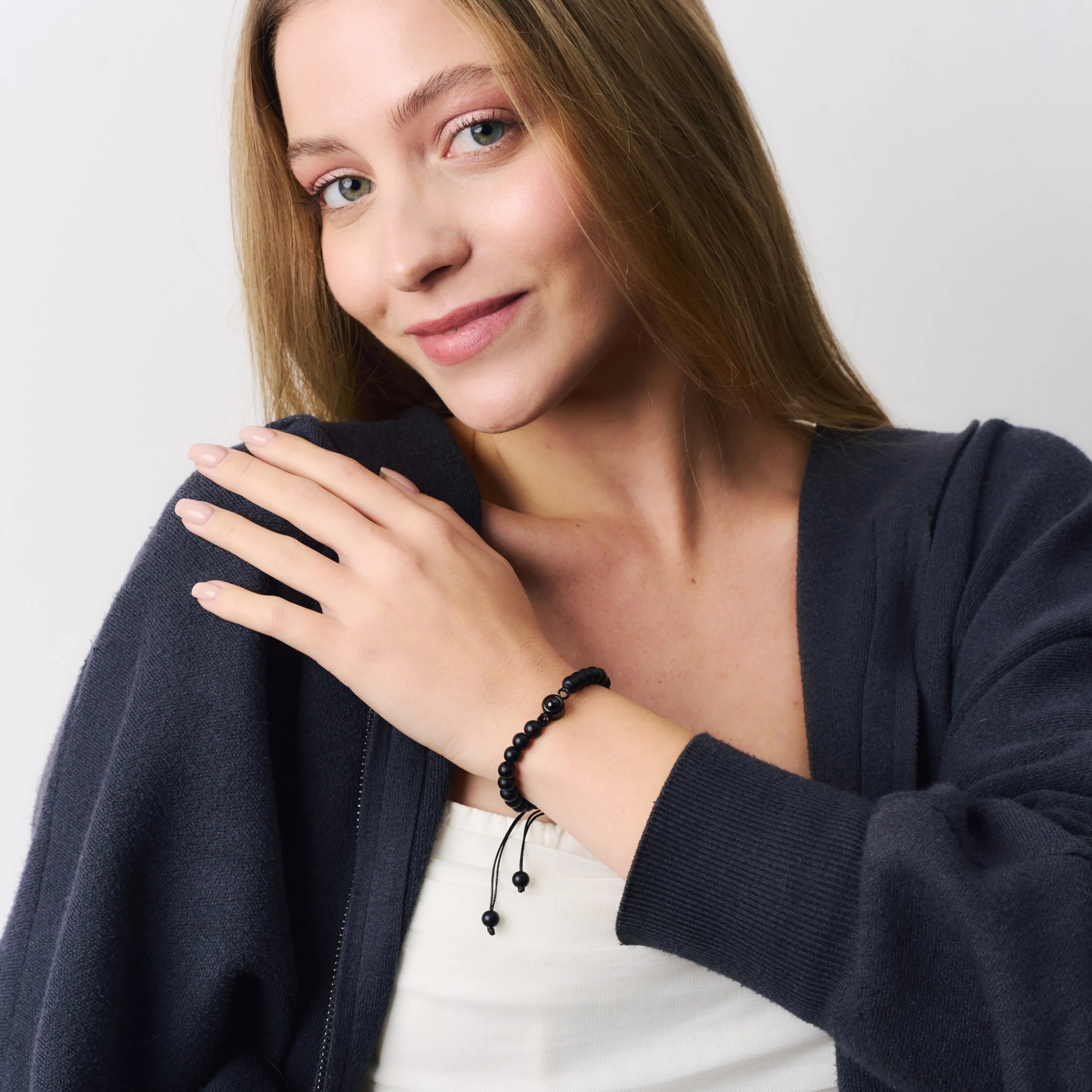 Браслет из чёрного агата камень заземления и спокойствия