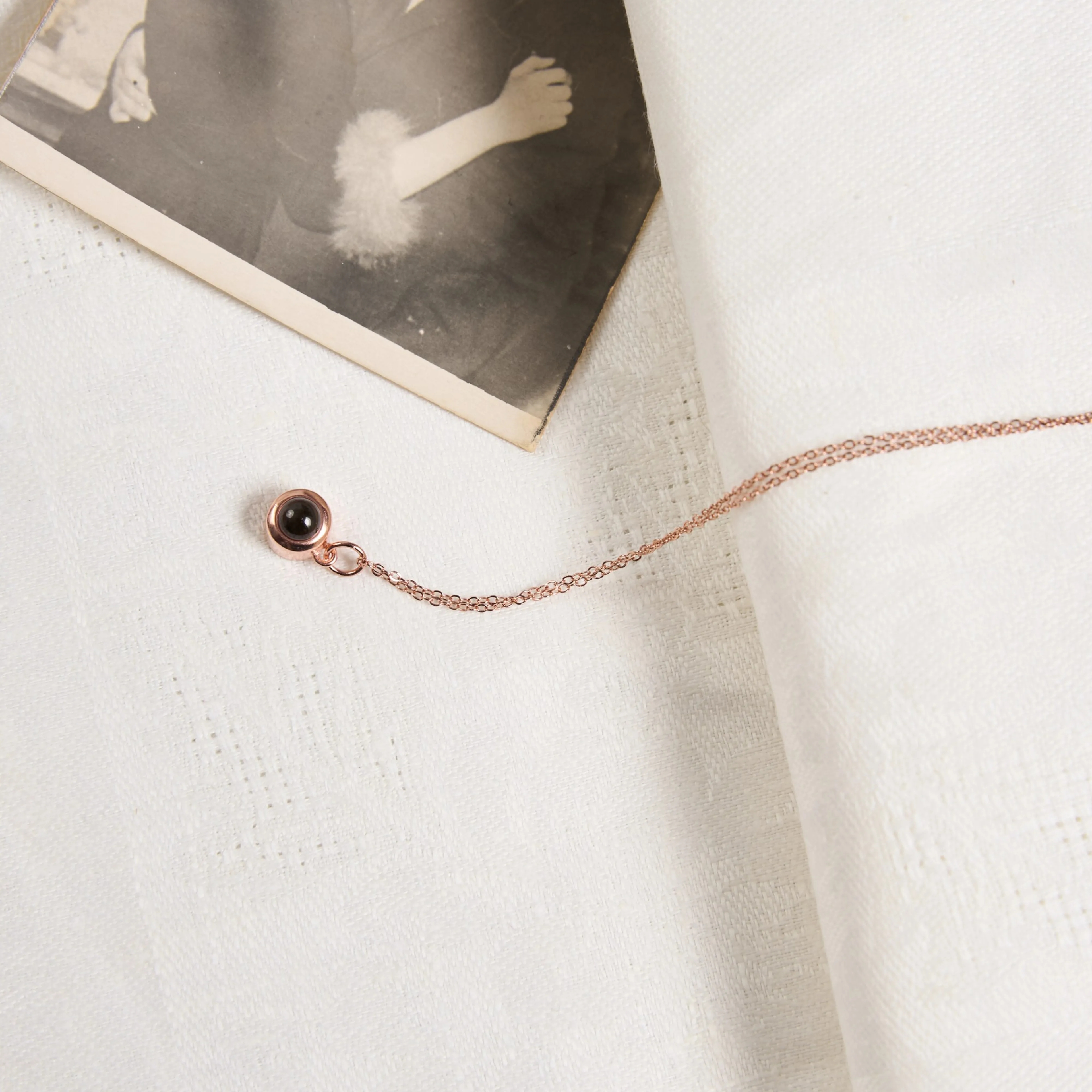 Ювелирный шарм с фото на браслет розовое золото