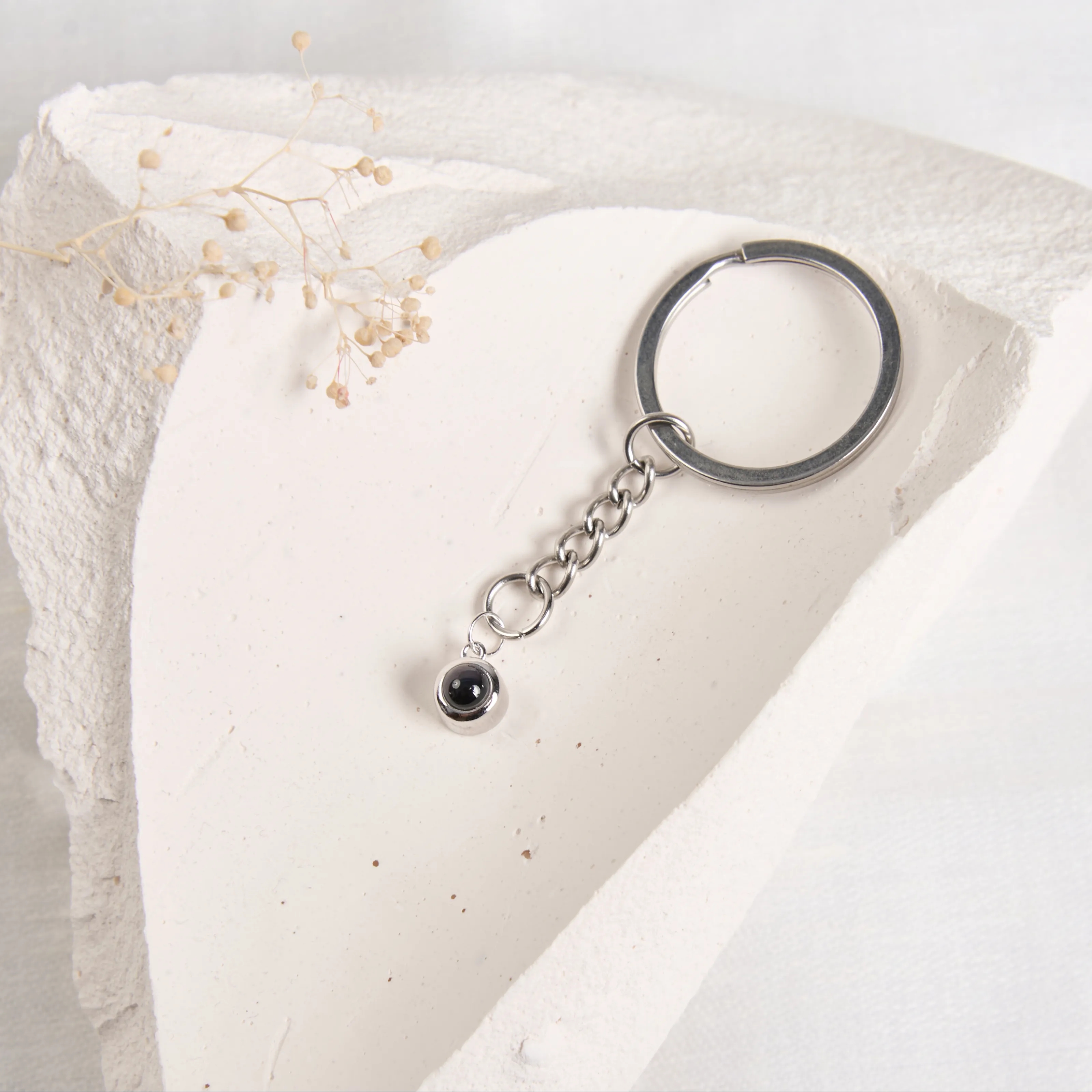 Брелок шар розовое золото с вашей парной фотографией